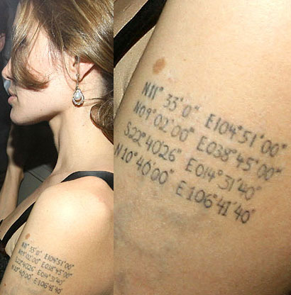 fotos de tatuajes de letras. El tatuaje de Angelina Jolie